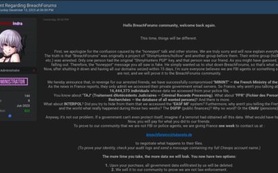 Piratage du ministère de l’Intérieur : BreachForums revendique un accès massif